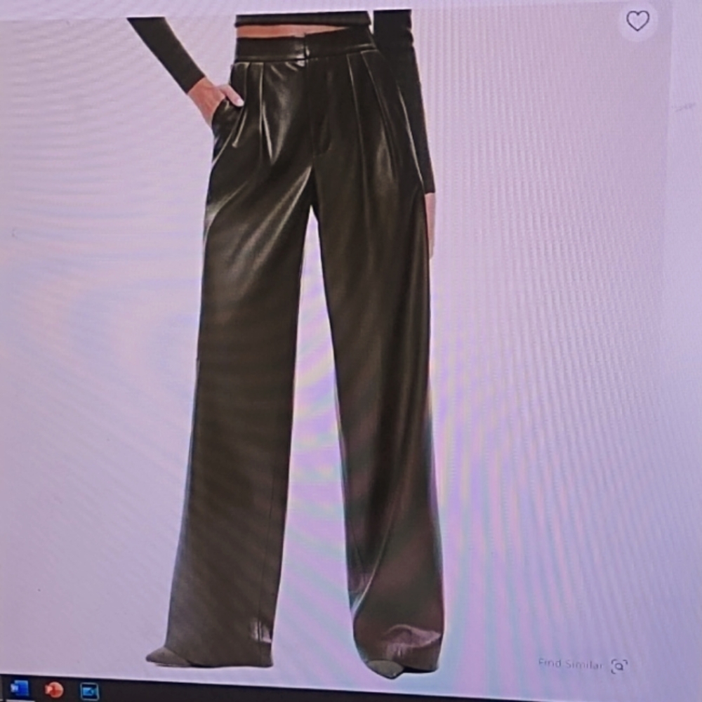 ALICE +OLIVIA Olive Green Faux Leather Pants Size 12/New without Tags